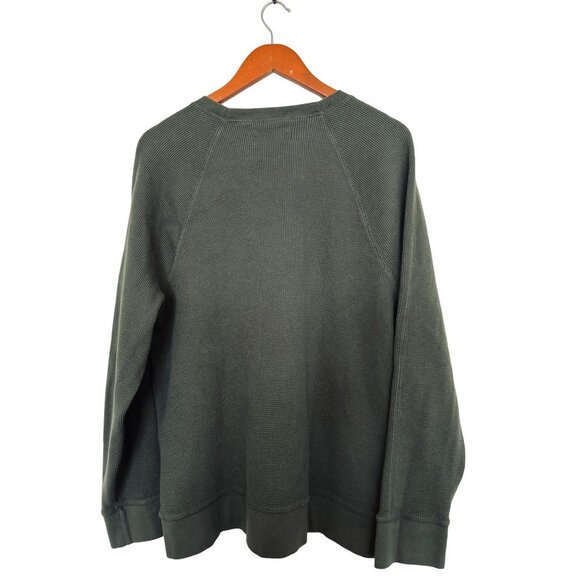EVERLANE Waffle-Knit Sweater Organic Cotton Crewneck Long Sleeve Green Size XLar - Picture 6 of 7